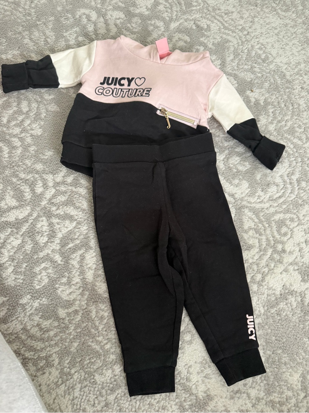 Juicy Couture Kids Pink, Black & White Colorblock Jogger Set